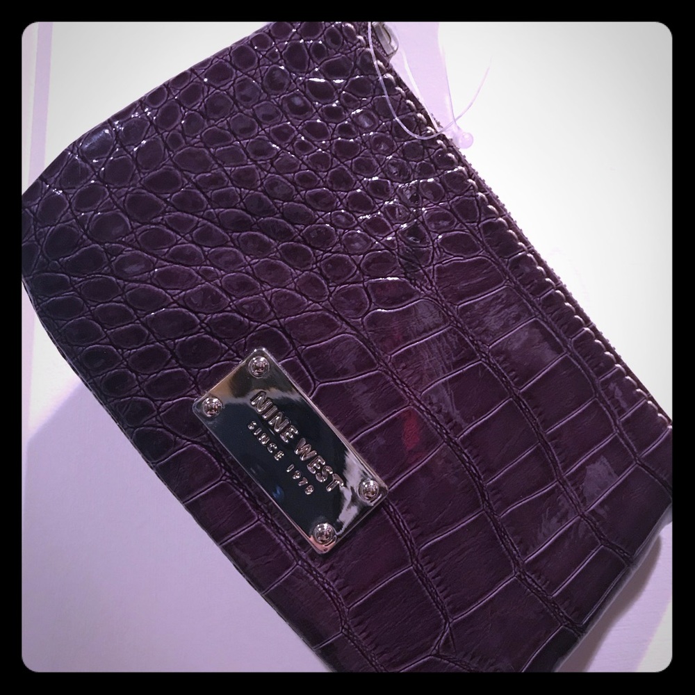 Nine West Purple Croc Wristlet